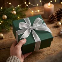 Artikel Cadeau lint zilveren strepen 25mm 25m