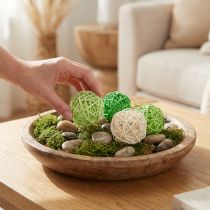 Artikel Rotan bollen groen lichtgroen crème assorti rotan Ø5cm 24 st