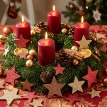 Artikel Tafeldecoratie sterren hout Kerstmis 3 kleuren Ø3–5cm 48 st