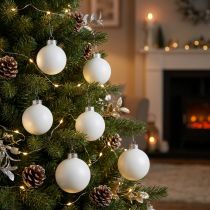 Artikel Kerstballen glas wit mat emaille Ø4cm 24 st