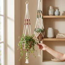 Artikel Hanglamp bloempot macramé crème Ø12cm H85cm 2st