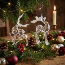 Artikel Kerstboomdecoratie hert decoratief figuur acryl 12,5/15cm 2st