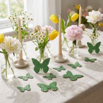 Artikel Strooidecoratie vlinder groen glitter 5/4/3cm 24 st