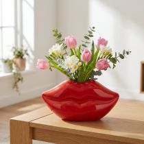 Artikel Keramische vaas rode kus mond decoratieve vaas 17×8,5×9cm