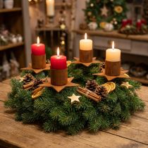 Artikel Stervormige kaarsenhouder om op te plakken, roestkleurige adventsdecoratie, 6 cm, 4 stuks
