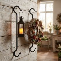 Artikel Decoratieve haak van metaal in zwart metalen haak L40cm 2st