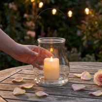 Artikel Glazen lantaarn voor een romantische sfeer in de tuin of op het terras, 18 cm