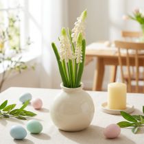 Artikel Vaas met hyacint, kunstbloem, voor een elegante en stijlvolle tafeldecoratie (20 cm).