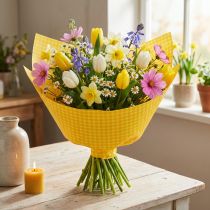 Artikel Cuffpapier vloeipapier bloemenpapier geel geruit 25cm 100m