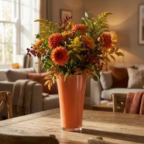 Artikel Vaas met oranje bloemen, decoratieve vaas, bruisende Siena Ø20cm H35cm