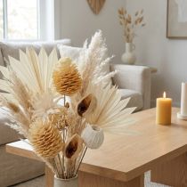 Artikel Leucodendron assortiment gebleekt decoratie op draad 100 stuks