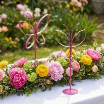 Artikel Vlinder Metaal Decoratieve Standaard Fuchsia Goud H29cm 2 st