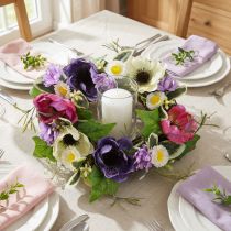 Artikel Kunstbloemenkrans Anemonen Madeliefjes Paars Wit Ø25cm