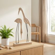 Artikel Standaard houten figuur kraanpaar naturel 27,5×13cm 2 st