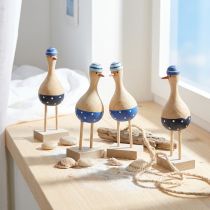 Artikel Maritieme decoratieve meeuwen van hout blauw donkerblauw H14cm 6 st