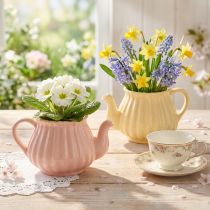 Artikel Plantenbak keramiek decoratieve theepot oranje geel 19,5×13,5×11cm 2 st