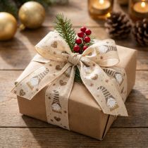 Artikel Decoratief lint met kabouters en hartjes voor cadeaus en knutselwerkjes, 40 mm x 15 m