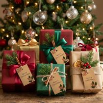 Artikel Cadeaukaartjes Merry Christmas papier naturel bruin 8,5×5,5cm 20 st