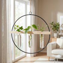 Artikel Reageerbuis decoratieve vaas, metalen ring, zwart, hangend, modern