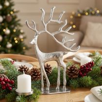 Artikel Rendier decoratie hert figuur metaal zilver H31cm