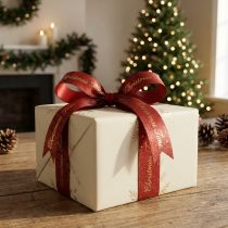 Artikel Kerstlint Kersttijdlint Rood Goud 15mm 20m
