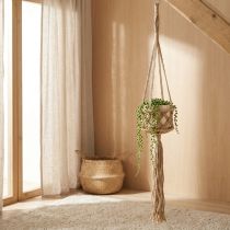 Artikel Macramé Hangdecoratie Boho Beige Bruin Ø12cm H79cm Plantenhanger