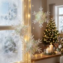 Artikel Decoratieve ijskristallen sneeuwvlok om op te hangen Ø15cm 3st