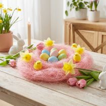 Artikel Sisalgras voor knutselen, knutselmateriaal natuurlijk materiaal roze 300g