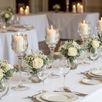 Artikel Glazen kaarsenhouder in de vorm van een bloem, voor elegante tafeldecoratie, evenementen en bruiloften, 22 cm