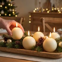 Artikel Crèmekleurige bolkaarsen, 60 mm, set van 16, kerstkaarsen, feestelijke sfeer, RAL-keurmerk