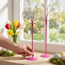Artikel Vlinder Metaal Decoratie Lente Fuchsia Goud H35cm 2 st