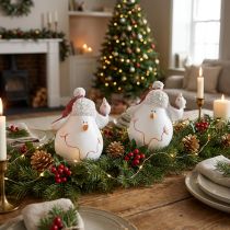Artikel Tafeldecoratie Kerstdecoratie sneeuwpop met hoed H13cm 2st