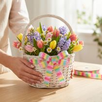 Artikel Cadeaulint badstof decoratief lint kleurrijke strepen 10mm 10m