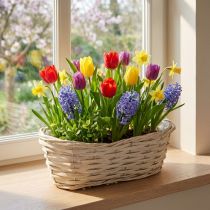 Artikel Rieten mand, wit geverfd, plantenmand, 38×18×12 cm