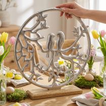 Artikel Tafeldecoratie veer, sierring vogel deco zilver H37.5cm