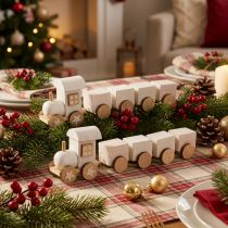 Artikel Houten treindeco kersttrein wit L20cm H6cm 2st