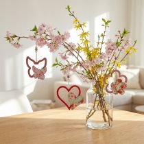 Artikel Lentehanger, vlinderhart bloem, houten decoratie met bloemmotief H8,5/9/7,5cm 6 st