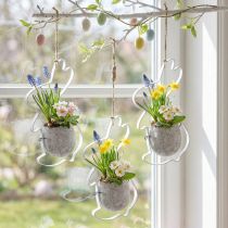 Artikel Paasdecoratie om op te hangen, konijnendecoratie met ei, paasei om te planten Wit H24.5cm 3st