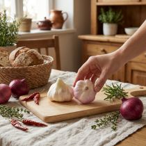 Artikel Kunstgroentendecoratie knoflook roze, wit Ø6,5cm 2 st