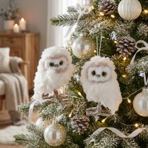 Artikel Witte uil decoratie om op te hangen uilenkuikens wit 12cm 2st