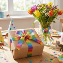 Artikel Regenbooglint decoratief lint cadeaulint 15mm 18m