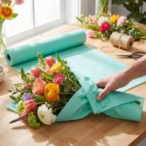 Artikel Cuffpapier vloeipapier bloemenpapier turquoise 25cm 100m
