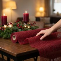 Artikel Dekovlies tafelloper fleece tafelloper rood bordeaux 23cm 25m