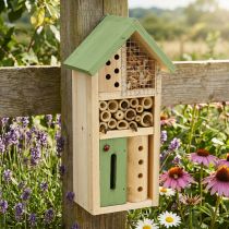 Artikel Insectenhotel Groen Houten Nesthulp Tuininsectenhuis H26cm