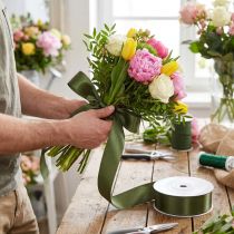 Artikel Satijnen lint voor het inpakken van cadeaus, taftlint, groen, 40 mm breed, 5 m lang
