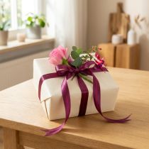 Artikel Decoratief lint, smal, glanzend taftlint voor het inpakken van cadeaus, 10 mm breed, 50 m lang