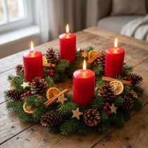 Artikel Pilaarkaarsen rood Adventskaarsen klein oudrood 70/50mm 24 stuks