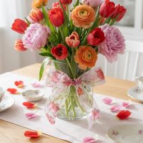 Artikel Organzalint chiffonlint papegaai tulpen rood 40mm 18m
