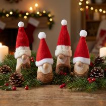 Artikel Decoratieve kabouter houten kerstkabouter met hoed rood naturel 10/12cm 4st