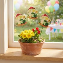Artikel Decoratieve plug houten bloemplug kikker decoratie 6,5 cm 18 st